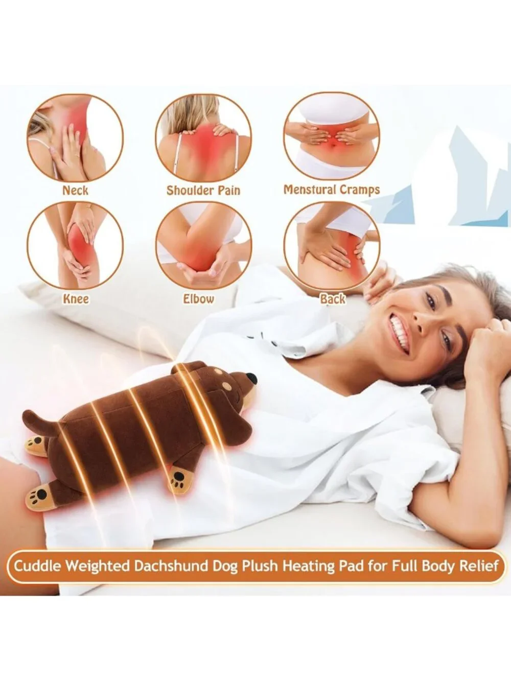 Microwavable Weighted Heating Pad for Cramps & Pain Relief - Cuddly Dog Plush